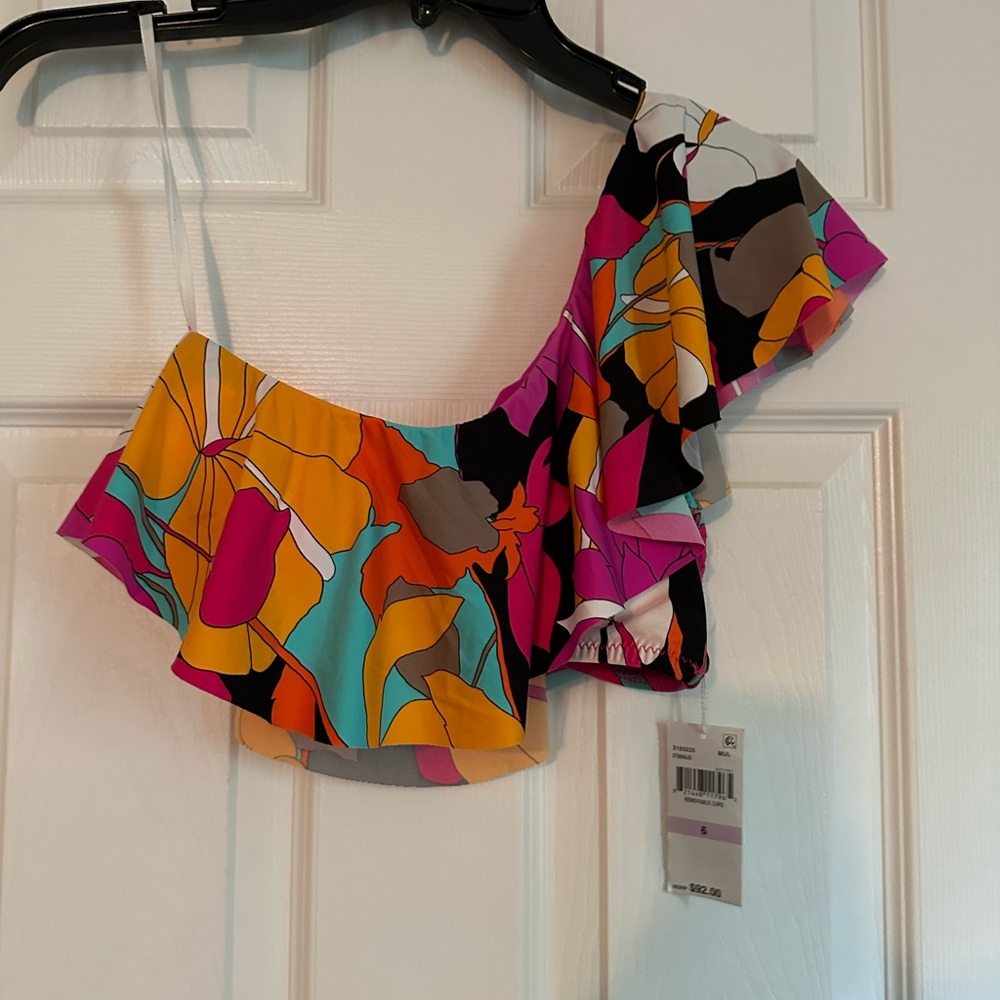 Trina Turk Multicolor One-Shoulder Swim Top